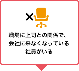 職場に上司との関係で、会社に来なくなっている社員がいる